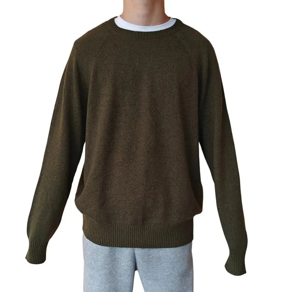 J.Crew Olive Green Crewneck Sweater Men’s XL Wool Blend Classic Fit